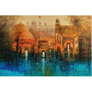 A. Q. Arif, 36 x 24 Inch, Oil on Canvas, Citysscape Painting, AC-AQ-331